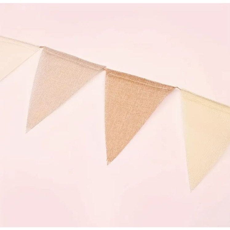 Rustic Jute Burlap Lace Triangle Flag- Wedding and Party Decoration Banner