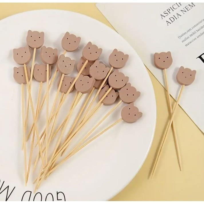 20pcs Cute Bear Bamboo Buffet Food Picks