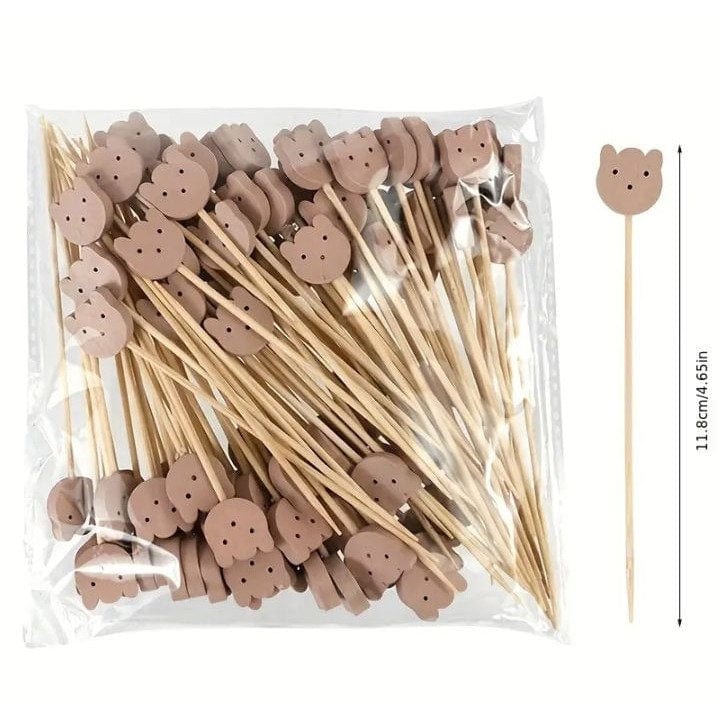 20pcs Cute Bear Bamboo Buffet Food Picks