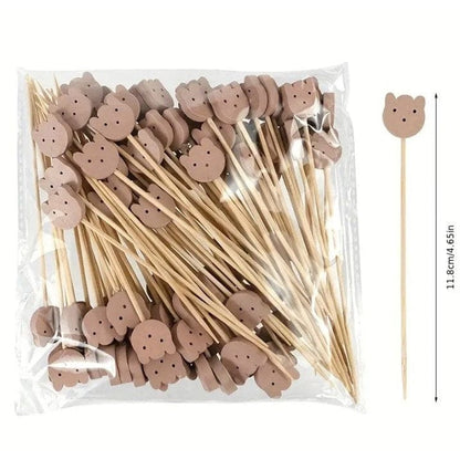 20pcs Cute Bear Bamboo Buffet Food Picks