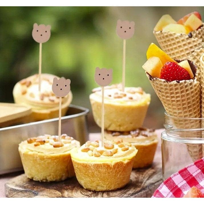 20pcs Cute Bear Bamboo Buffet Food Picks