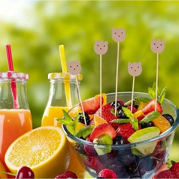 20pcs Cute Bear Bamboo Buffet Food Picks