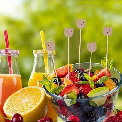 20pcs Cute Bear Bamboo Buffet Food Picks