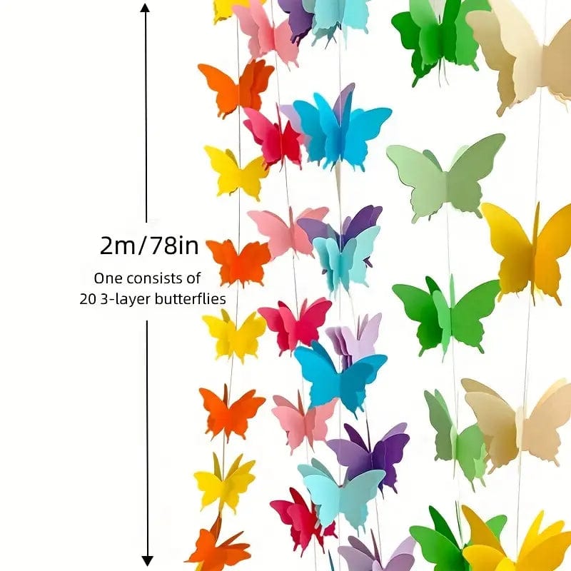3D Paper Butterfly Garland: DIY Wedding, Party, and Birthday Hanging Decorations