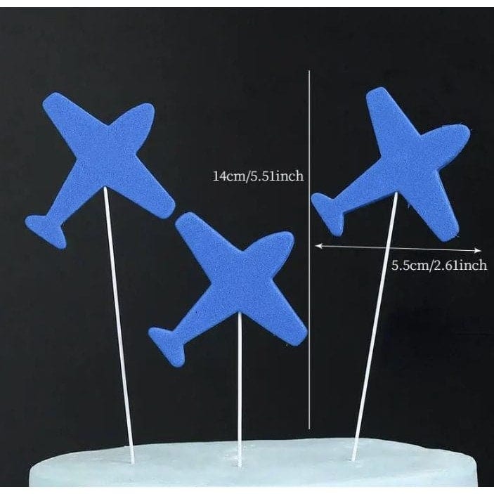 3pcs Birthday Cake Topper: Airplane and spaceship Decor