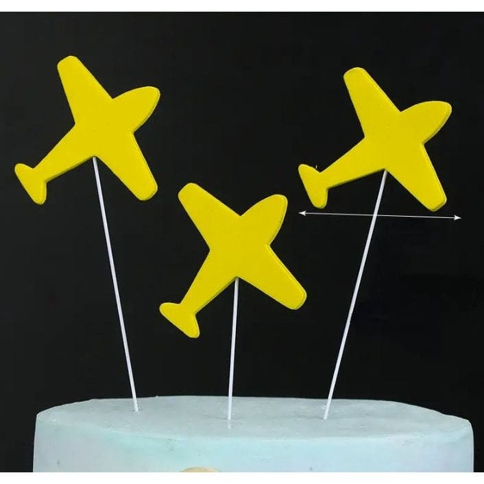 3pcs Birthday Cake Topper: Airplane and spaceship Decor