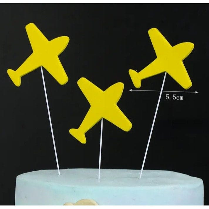 3pcs Birthday Cake Topper: Airplane and spaceship Decor