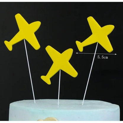 3pcs Birthday Cake Topper: Airplane and spaceship Decor