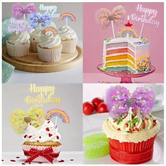 3pcs Rainbow Letter Cake Toppers: Birthday Decor