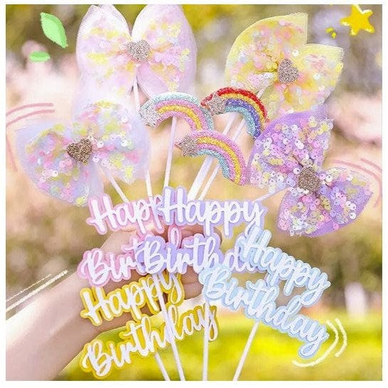 3pcs Rainbow Letter Cake Toppers: Birthday Decor