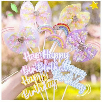 3pcs Rainbow Letter Cake Toppers: Birthday Decor