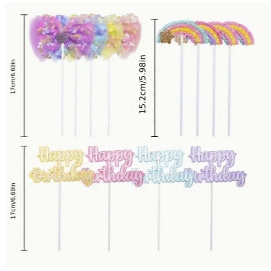3pcs Rainbow Letter Cake Toppers: Birthday Decor