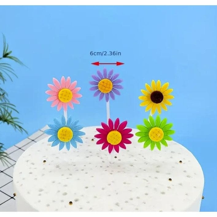 5pcs Felt Sunflower Cake Toppers: Creative Birthday Decor