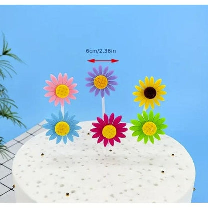 5pcs Felt Sunflower Cake Toppers: Creative Birthday Decor