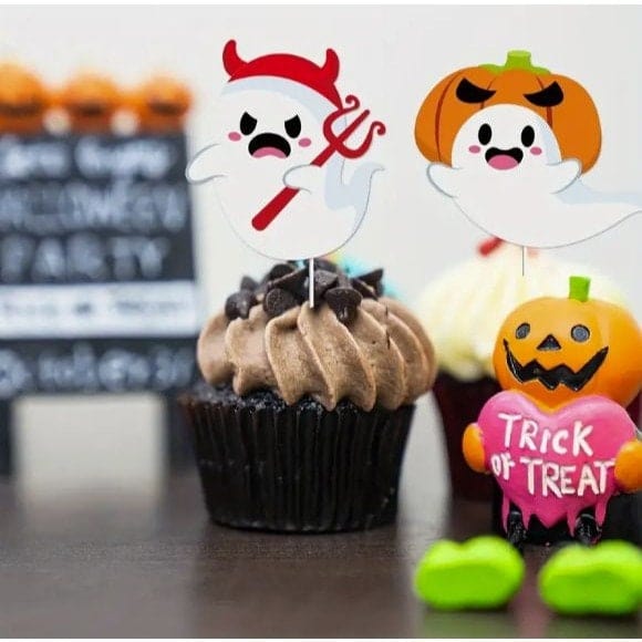 6 pack of Ghost Cupcake Topper - Perfect for Halloween