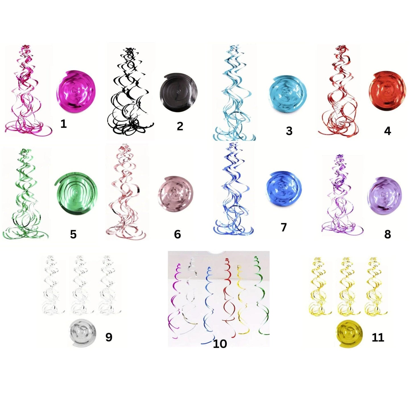 6 pk Double Spiral Hanging Ornament Charms Swirl Pull Flower Birthday Party Decoration Party Decor Supplies