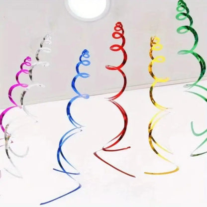 6 pk Double Spiral Hanging Ornament Charms Swirl Pull Flower Birthday Party Decoration Party Decor Supplies