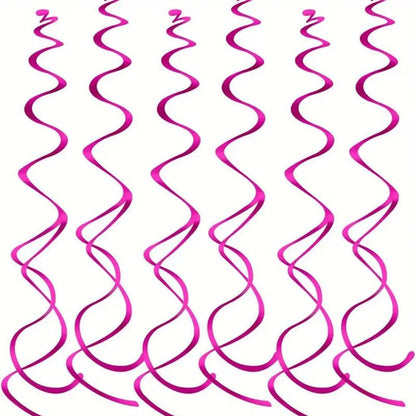 6 pk Double Spiral Hanging Ornament Charms Swirl Pull Flower Birthday Party Decoration Party Decor Supplies
