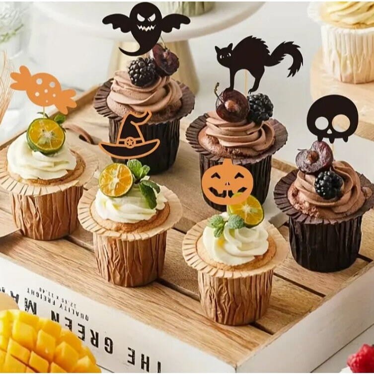 7pcs Funny Cartoon Halloween Cake Toppers: Unique Party Decor!