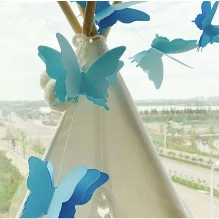 Blue 3D Paper Butterfly Garland: DIY Wedding, Party, and Birthday Hanging Decorations
