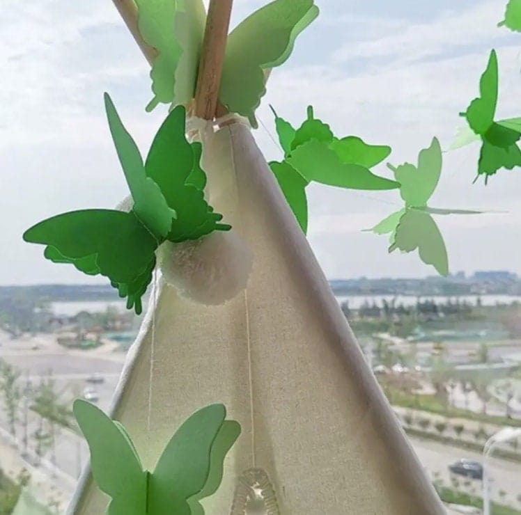 Blue 3D Paper Butterfly Garland: DIY Wedding, Party, and Birthday Hanging Decorations