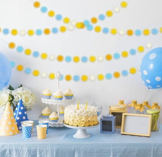 Boho Sun Garland Felt Banner, Hippie Boho Muted Sun, Party Supplies, baby shower