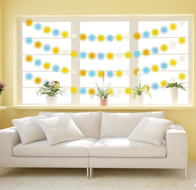 Boho Sun Garland Felt Banner, Hippie Boho Muted Sun, Party Supplies, baby shower