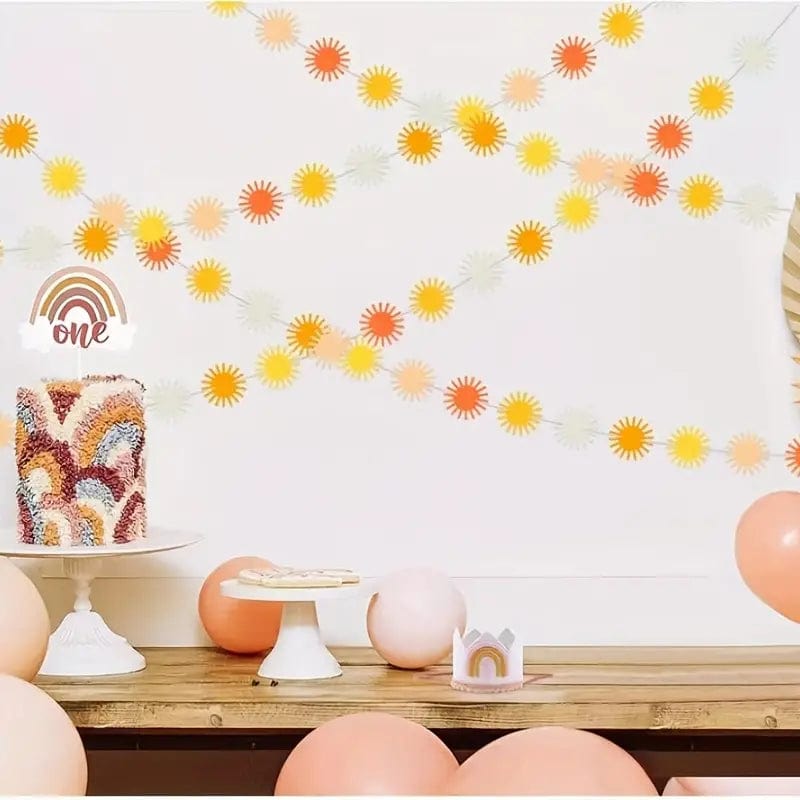 Boho Sun Garland Felt Banner, Hippie Boho Muted Sun, Party Supplies, baby shower