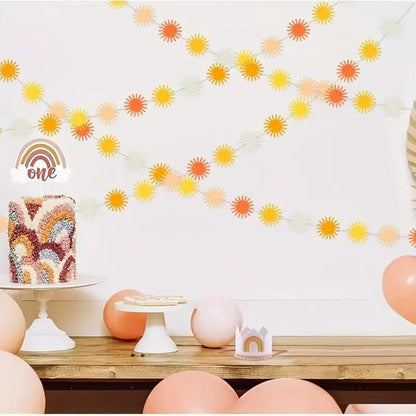 Boho Sun Garland Felt Banner, Hippie Boho Muted Sun, Party Supplies, baby shower