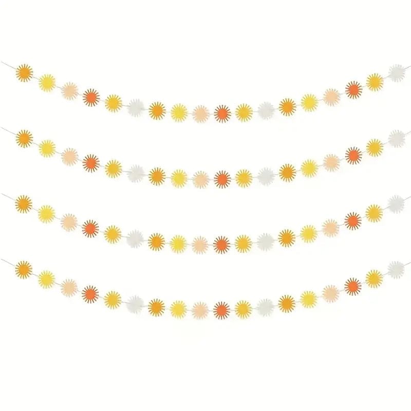 Boho Sun Garland Felt Banner, Hippie Boho Muted Sun, Party Supplies, baby shower