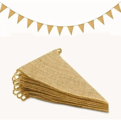 Brown Burlap Linen Flag: Versatile Party & Home Decor