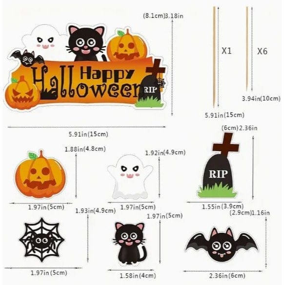 Cartoon Fun: 7pcs Halloween Cake Topper for Unique Party Decor!