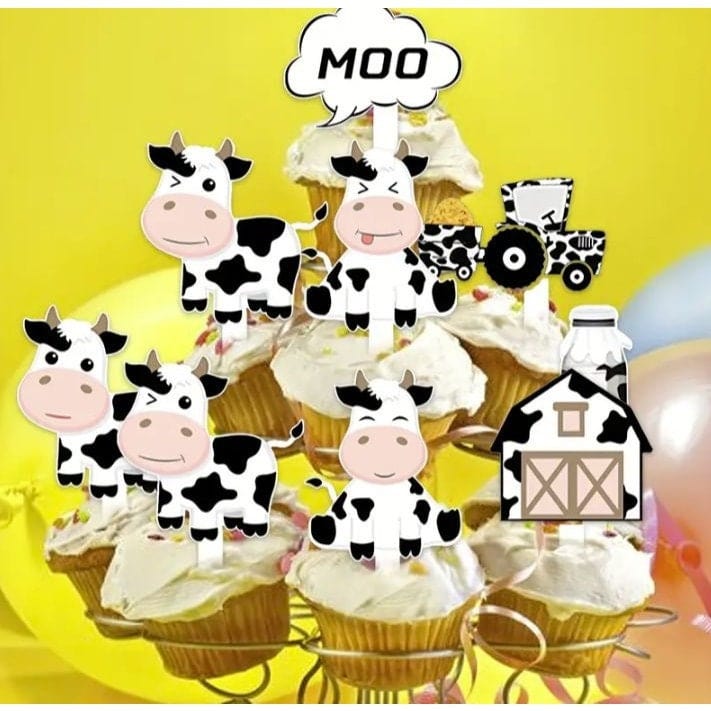 Color Printing Cow Cake Toppers: Party Decor