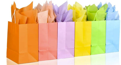Colored gift Bags with Handle-Mixed Colors Treat Bags-Favor Bags-Birthday Party-Bags-Red-Yellow-Blue-Green-Orange