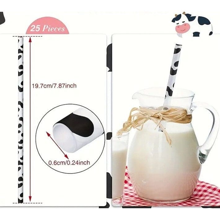 Cow Print Party Straws: Farm Birthday Supplies