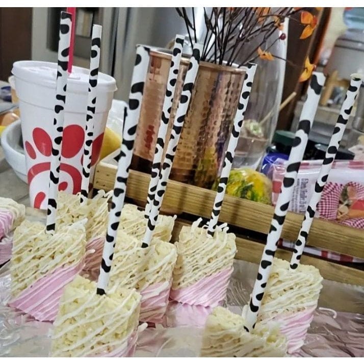 Cow Print Party Straws: Farm Birthday Supplies