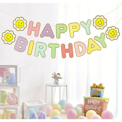 Daisy Sun Flower Pull Flag, Birthday Pull Flag, Macaron Color Pull Flower Birthday Decoration Supplies, Party Pull Flag