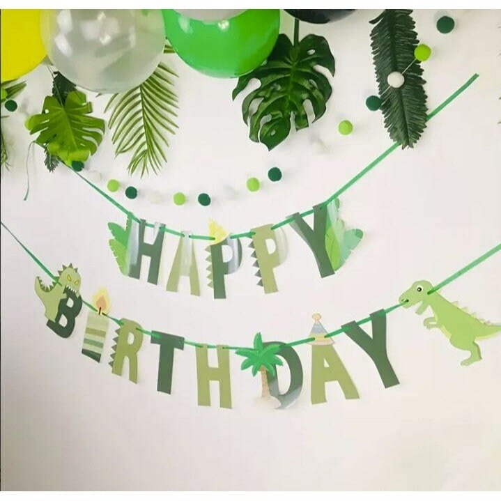 Dinosaur Happy Birthday Bunting: Forest Party Decor