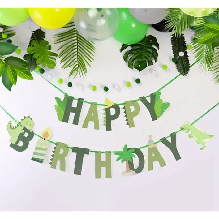 Dinosaur Happy Birthday Bunting: Forest Party Decor