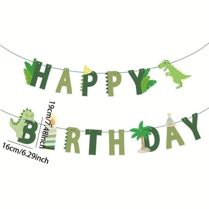 Dinosaur Happy Birthday Bunting: Forest Party Decor