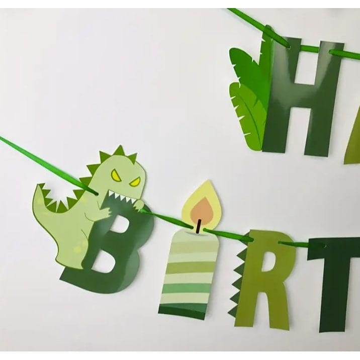 Dinosaur Happy Birthday Bunting: Forest Party Decor