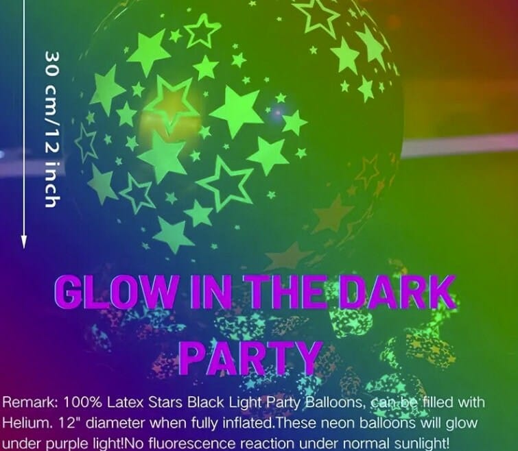 Fluorescent Star Balloons, Glow Balloons Night Party Balloons, Party Balloons Night Glow Balloons, For Nightclub Theme Party