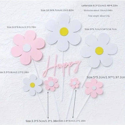 Fresh Blooms: Small Daisy Cake Decoration for Birthday Delight!