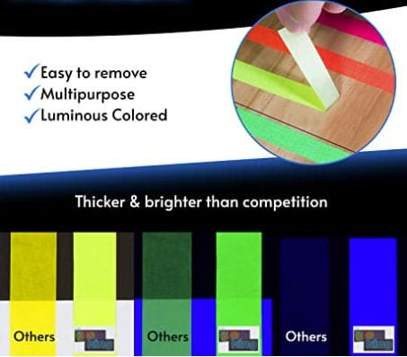 Glow in The Dark Tape, Adhesive Black Light Tape Sets, Fluorescent UV Black light for UV Party, neon tape, glow tape, glow in dark tape