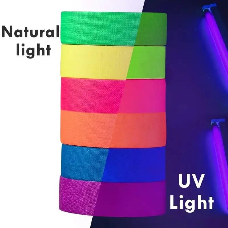 Glow in The Dark Tape, Adhesive Black Light Tape Sets, Fluorescent UV Black light for UV Party, neon tape, glow tape, glow in dark tape