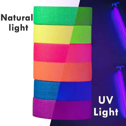 Glow in The Dark Tape, Adhesive Black Light Tape Sets, Fluorescent UV Black light for UV Party, neon tape, glow tape, glow in dark tape