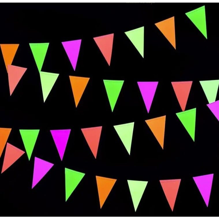 Glow party Pennant banner Pull Flag, glow in the dark, Party Decoration, UV Purple Light Irradiation, Party Banner, Party Supplies, Party Decor, Birthday decorations