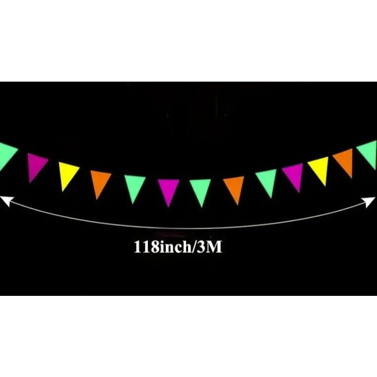 Glow party Pennant banner Pull Flag, glow in the dark, Party Decoration, UV Purple Light Irradiation, Party Banner, Party Supplies, Party Decor, Birthday decorations