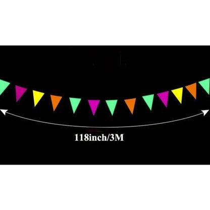 Glow party Pennant banner Pull Flag, glow in the dark, Party Decoration, UV Purple Light Irradiation, Party Banner, Party Supplies, Party Decor, Birthday decorations