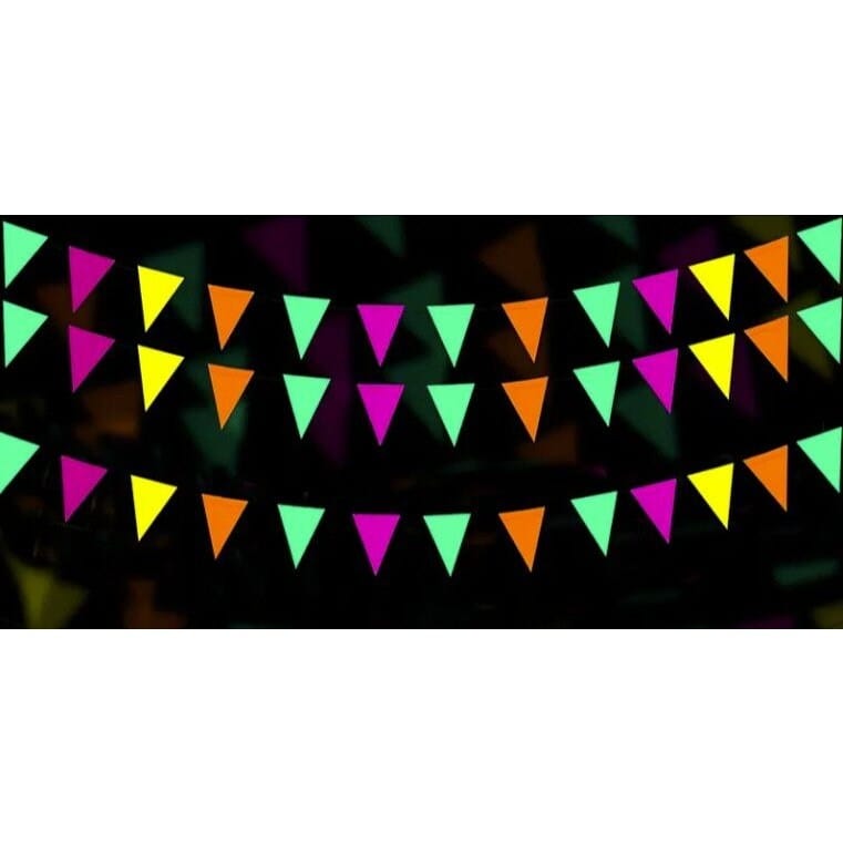 Glow party Pennant banner Pull Flag, glow in the dark, Party Decoration, UV Purple Light Irradiation, Party Banner, Party Supplies, Party Decor, Birthday decorations